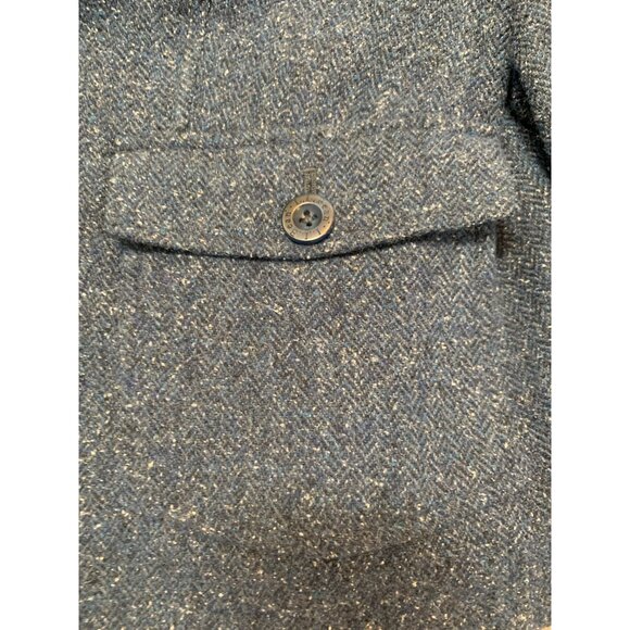 L.L. Bean Women’s XL PET Blue Silk Wool Blend Chevron Blazer Jacket Single Breas - Picture 2 of 7